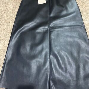 Chic Black A-Line Leather Skirt